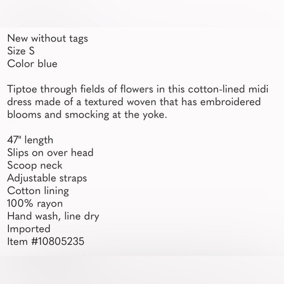 NWT 🆓 People Tip Toeing Tulips 🌷 Embroidered Maxi Dress 👗 Small - Picture 2 of 2